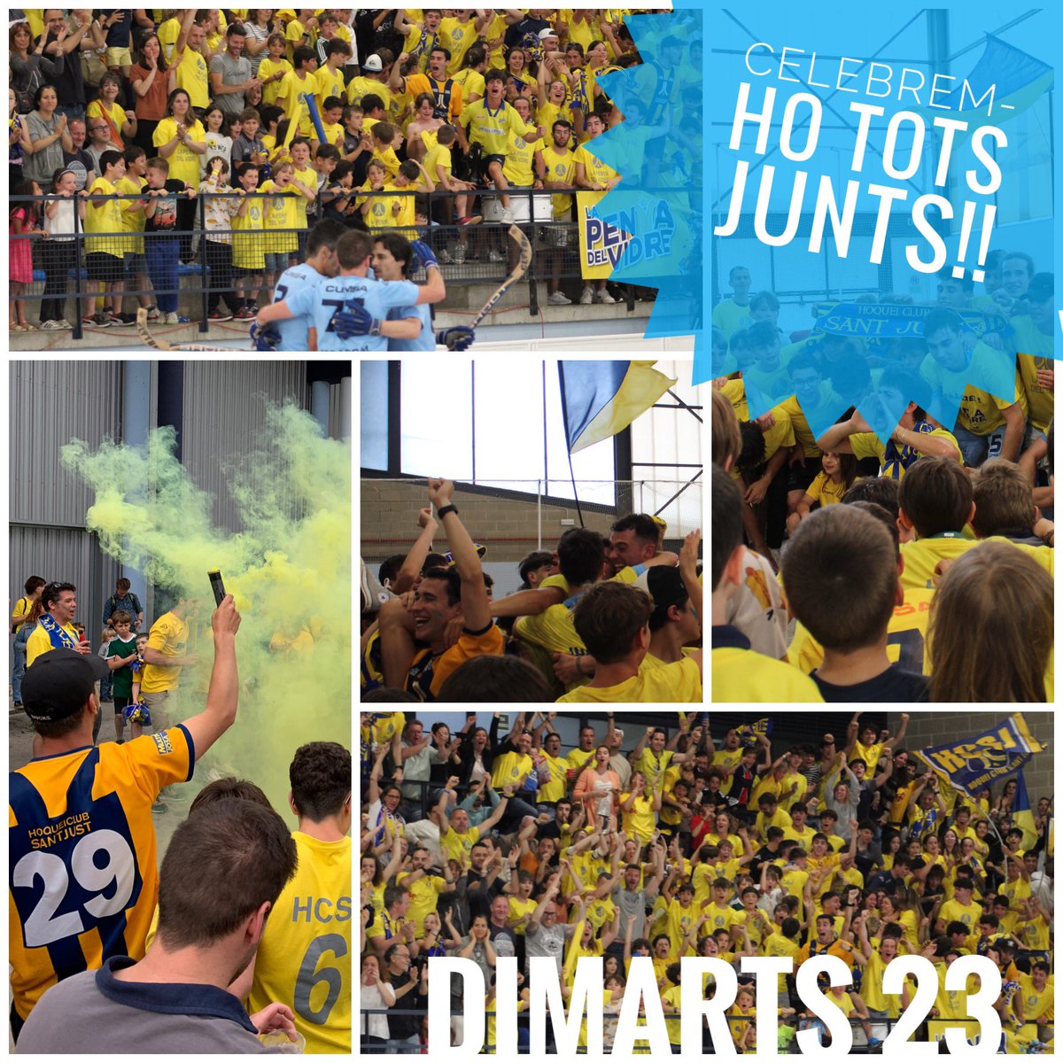 DEMÀ DIMARTS‼️
CELEBREM-HO TOTS JUNTS‼️💙💛
OFERIM L’ASCENS AL POBLE DE SANT JUST 💪💪
18:30h Sortida de #LaBonaigua
——-> Rua fins la Pça Verdaguer
19:00h Ajuntament 
- Recepció institucional i parlaments dels equips OKLliga i OKNCat des del balcó de l’Ajuntament‼️#SantJust