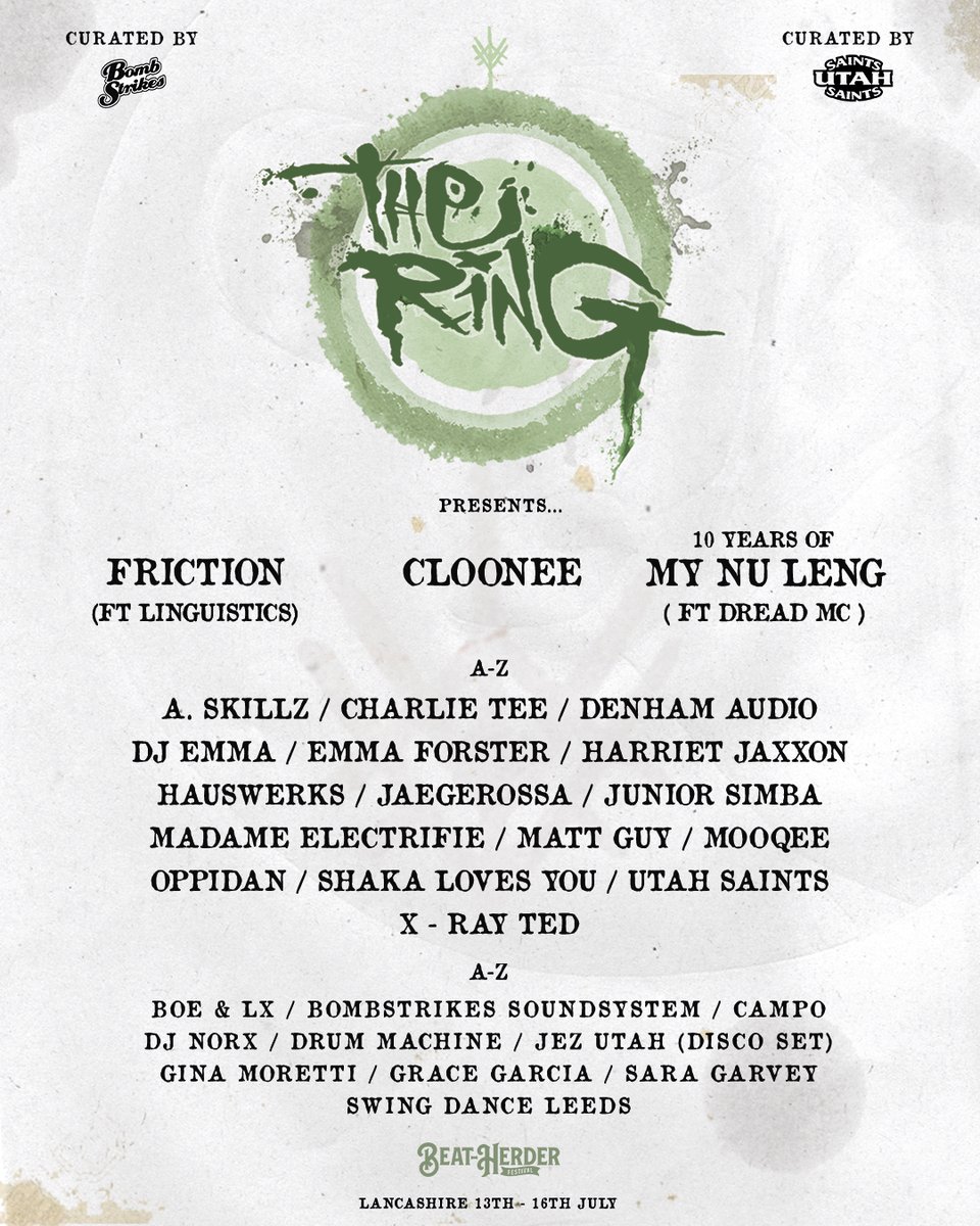 🔥💥🔥THE RING🔥💥🔥

🥳🥳ANNOUNCEMENT TIME 🥳🥳

The full venue release is here for THE RING.

Legends, party starters and rising stars!!

All housed in our very own bowl o'rave where we've planted over 600 trees!

LET'S GOOOO!!

TICKETS: beatherder.co.uk

HERD EM UP. xx
