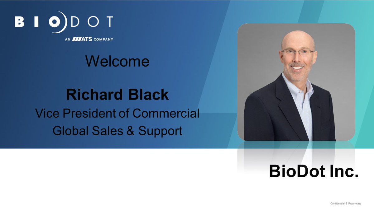 BioDotInc's tweet image. Richard Black is joining BioDot as its new Vice President of Commercial and Global Sales! 
Please join us in giving Richard a warm welcome to the BioDot team!  Together, we will drive BioDot to new levels of success!
#BioDot #ATSLSGroup