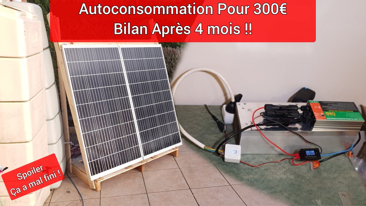 NOUVELLE #VIDÉO !!  

Autoconsommation Photovoltaïque Pour 300€
Quoi de neuf Après 4 mois ?

-->youtu.be/GjthydtJ7lc

Merci d'avance pour vos RT 🙏 
#YouTube #photovoltaique #panneausolaire #aliexpress #electronique #Autoconsommation