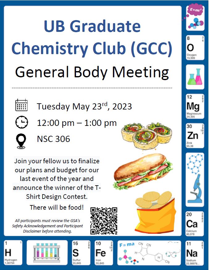 Join us on Tuesday, May 23rd for the announcement of the T-Shirt Design Winner and to finalize our budget for our end of the semester events! There will be sandwiches and chips!🥪