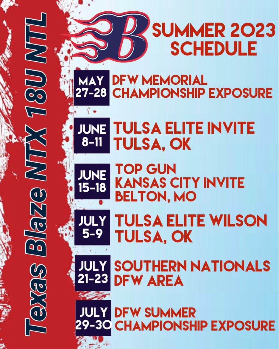 Can’t wait to kick off summer ball this weekend with the DFW Memorial Championship Exposure tournament!! <a href="/AggieSoftball/">Texas A&M Softball</a> <a href="/LCU_sftball/">LCU Softball</a> <a href="/LSUAlexandria/">LSUA</a> <a href="/TexasTechSB/">Texas Tech Softball</a> <a href="/ExtraInningSB/">EXTRA INNING SOFTBALL</a> <a href="/LSUsoftball/">LSU Softball</a> <a href="/UNASoftball/">North Alabama Softball</a> <a href="/LCUSoftball/">LCU Softball</a>