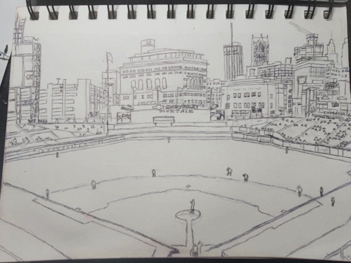 I have my sketch of Comerica Park mostly inked.  Almost ready to add color.  #comericapark #Detroit #DetroitTigers #Tigers @tigers @7thGypsy @MelanieLynneN @Adrienne_OnMic #ballpark #baseball #baseballstadium #downtowndetroit @kevinnbrown @SmithJanetmarie @BrxlzC @WaltHaim #mlb