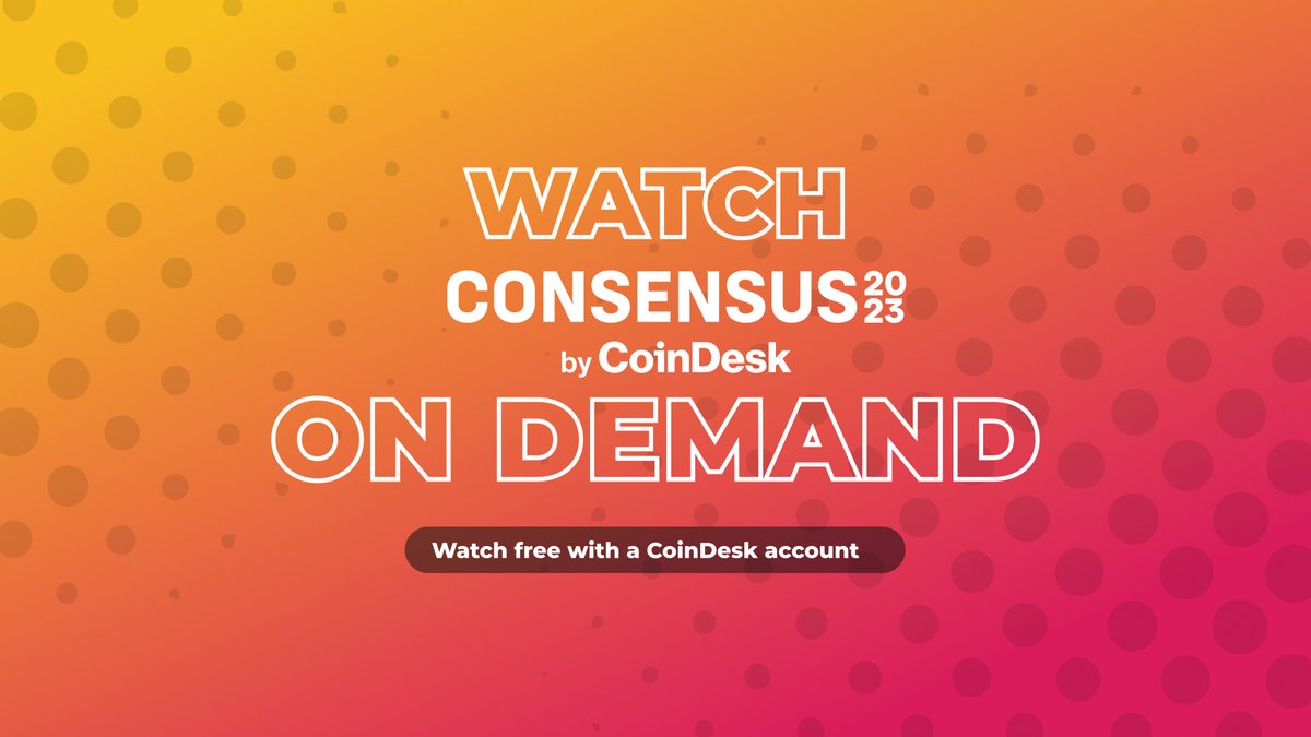 consensus2026's tweet image. Experience #Consensus2023 conversations all over again!

Consensus 2023 sessions are available to watch on demand for all CoinDesk account holders.

Don’t have a @CoinDesk account? Create one for free to begin watching.
Available now: consensus.coindesk.com/?term=organic&amp;amp;…