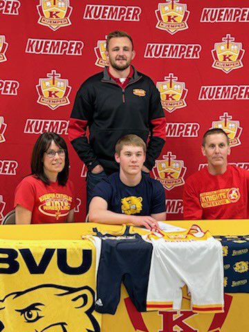 KuemperWrestlin's tweet photo. Congrats to senior Riley Parkis on signing to wrestle @BVUWrestling! Big things ahead for this guy! https://t.co/oX6qDxLHmI