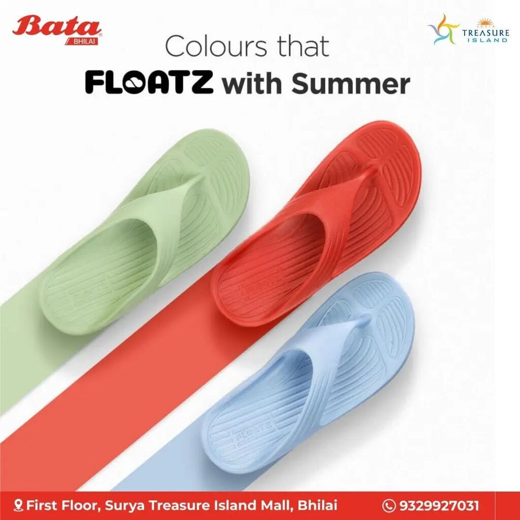 POV: You’re summer-ready. Shop these colourful and comfortable Floatz. Head to the bata store at @suryatimall #Bata #BataIndia #BataFloatz #bhilai #bhilai_chhattisgarh__ #bhilaisteelplant #bhilaidurg #bhilai_ig #raipur #raipurdiaries #raipurian #raipur… instagr.am/p/CsjXY5pyB8J/