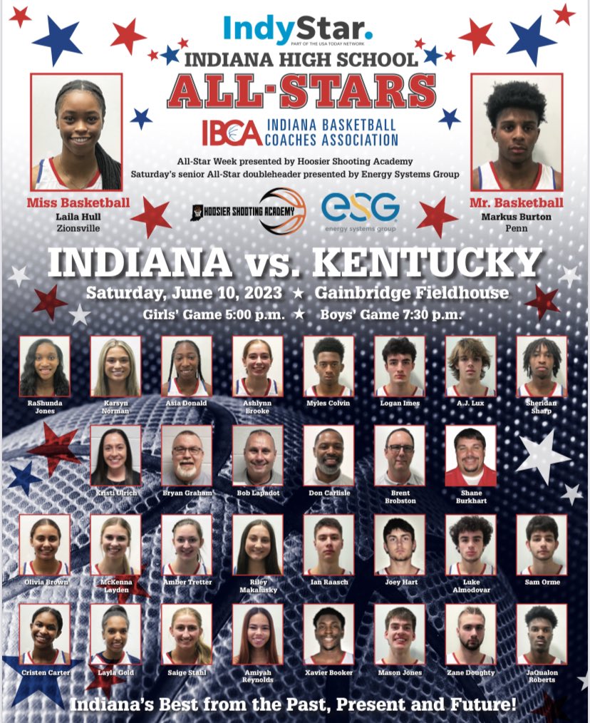 How about some All Stars! Posters available at Cathedral HS- Junior/ Senior game June 7 at 6/ 8 pm. Go Indiana beat Kentucky!