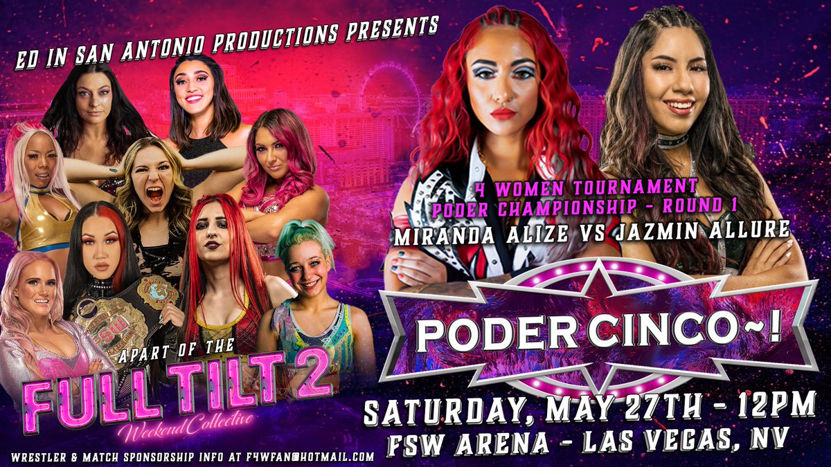 🤩⭐ The women will take over Las Vegas THIS SATURDAY when @FSWVegas presents #PoderCinco.

Which match will steal the show?

Streaming LIVE May 27 at 3pm ET EXCLUSIVELY on #FITEPlus.

👉 bit.ly/45rEMBg