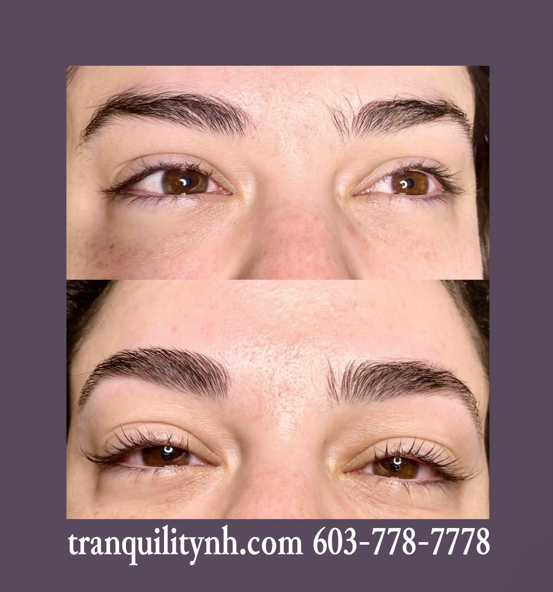 Eye opening transformation by Gloria with a brow shaping and lash lift. 💜

Call or #bookonline at tranquilitynh.com.

#brows #browsonfleek #browshaping #eyebrows #lashlift #lashlifting #exeternhesthetician #exeternh #tranquilitynh #tranquility