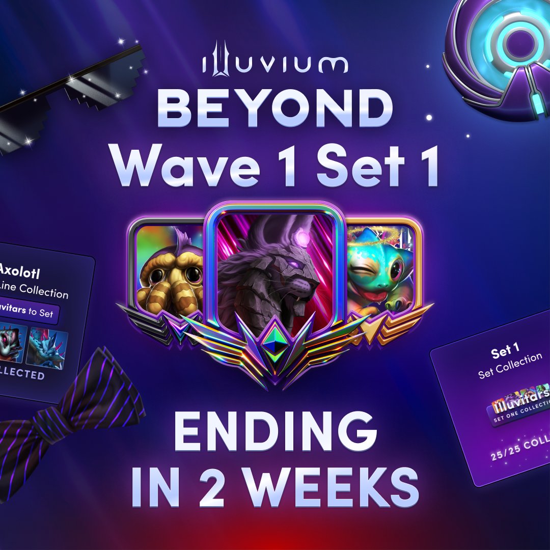 illuviumio's tweet photo. 🎮 The adventure in #IlluviumBeyond continues! Just a friendly reminder 📣, you only have 2️⃣ weeks left to secure your Wave 1️⃣ Set 1️⃣ D1SKs. Don't let this unique opportunity slip away! ⏳ https://t.co/JhrVisWnWx