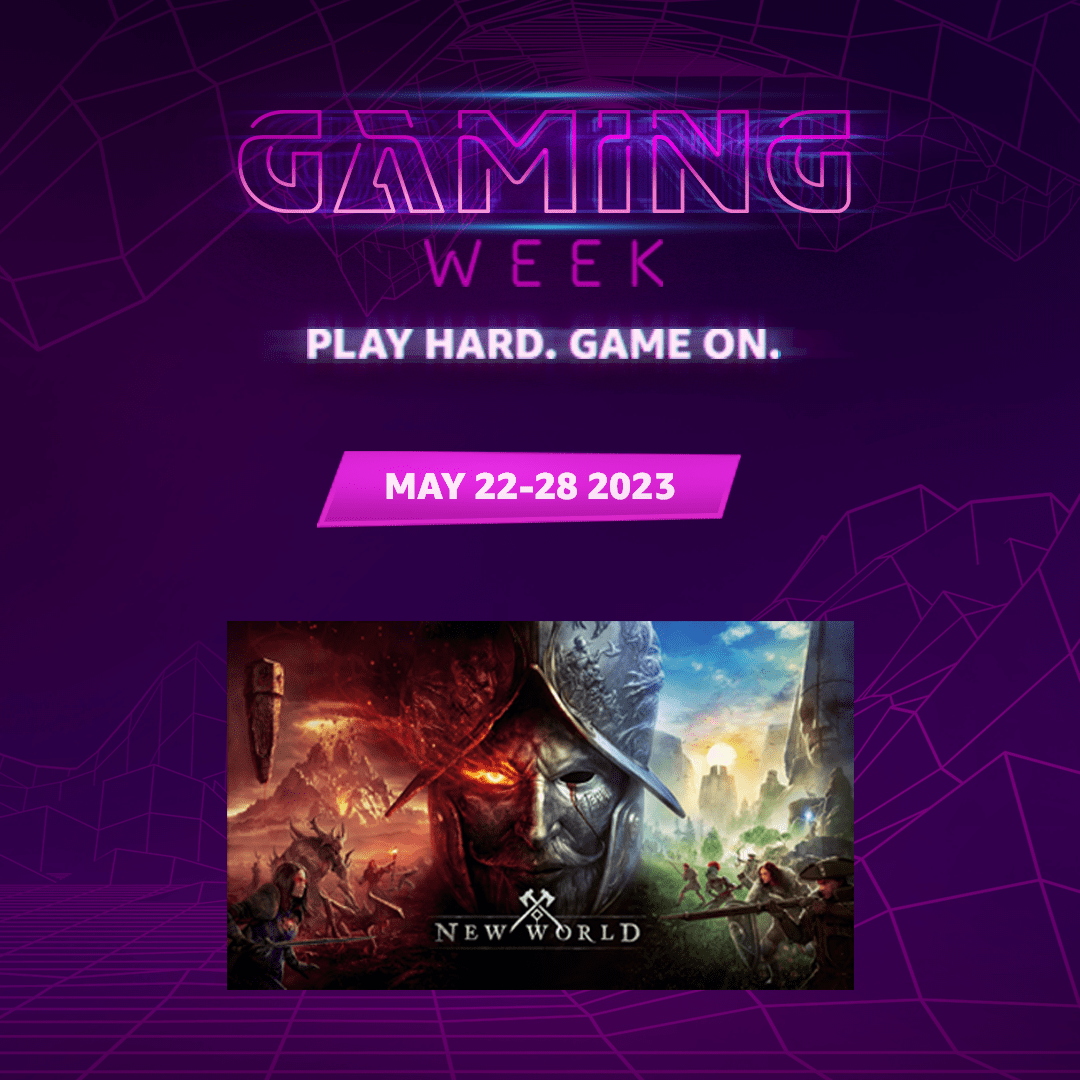 amazongames's tweet photo. Attention all gamers! 

Check out Amazon Gaming Week happening now until May 28, featuring 50% off New World and deals on all your favorite gaming essentials.

See all deals!
🎮 https://t.co/ETCTPe1PzR https://t.co/ywVINhXh5t