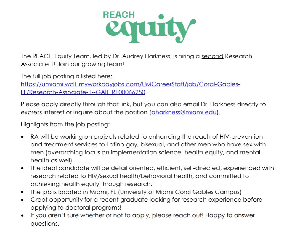 Our team is taking applications for a new RA position! Please share far and wide and email me / apply here: umiami.wd1.myworkdayjobs.com/UMCareerStaff/…
FL/Research-Associate-1--GAB_R100066250