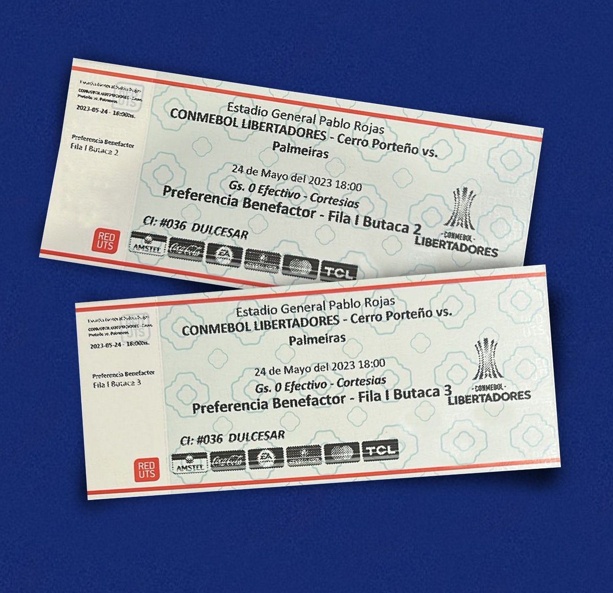 ¡Sorteo! ❤️💙

Regalamos 2 entradas para el partido de Cerro Porteño vs Palmeiras 

Participa: 
🔺Seguí la página
🔺Dale RT 
🔺Comenta tus 3 últimos 

Verificamos entre todos los que cumplan los pasos, el ganador sale este martes 23/05 a las 18 hs 🥳
