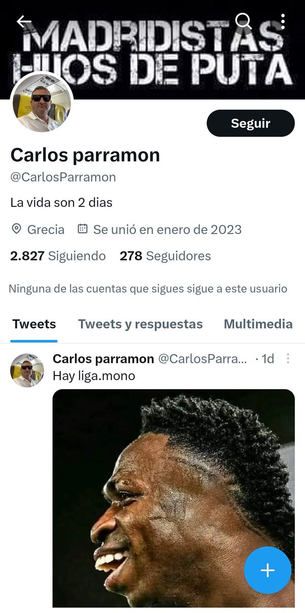 Elpe1982's tweet photo. @RafaRNMJ Hay que hacer algo y denunciar perfiles como este que incita a la violencia, el odio y el racismo... No quedar impasible ante personajes como éste que dan rienda suelta a todo su odio por las redes hay que señalarlos y denunciarlos... 
Todos podemos poner nuestro granito de arena https://t.co/BsnrJt2kpO