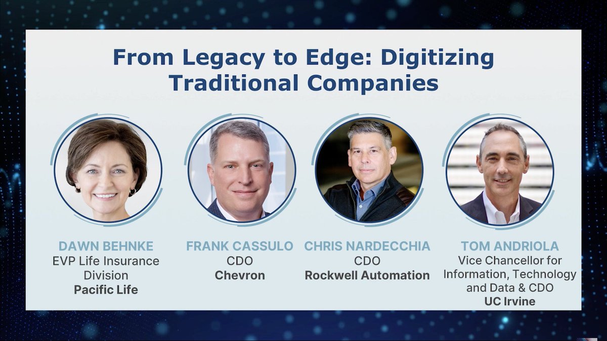 UCI's Center for Digital Transformation (@uci_cdt) on Twitter photo Great conversation at CDT's 2022 signature conference with Chris Nardecchia, CDO <a href="/ROKAutomation/">Rockwell Automation</a>, Frank Cassulo, CDO <a href="/Chevron/">Chevron</a>, and Dawn Behnke, EVP Life Insurance Division <a href="/pacificlife/">Pacific Life</a>, about how they are bringing the speed of technology to their companies. bit.ly/3MGtBxC Great conversation at CDT's 2022 signature conference with Chris Nardecchia, CDO <a href="/ROKAutomation/">Rockwell Automation</a>, Frank Cassulo, CDO <a href="/Chevron/">Chevron</a>, and Dawn Behnke, EVP Life Insurance Division <a href="/pacificlife/">Pacific Life</a>, about how they are bringing the speed of technology to their companies. bit.ly/3MGtBxC