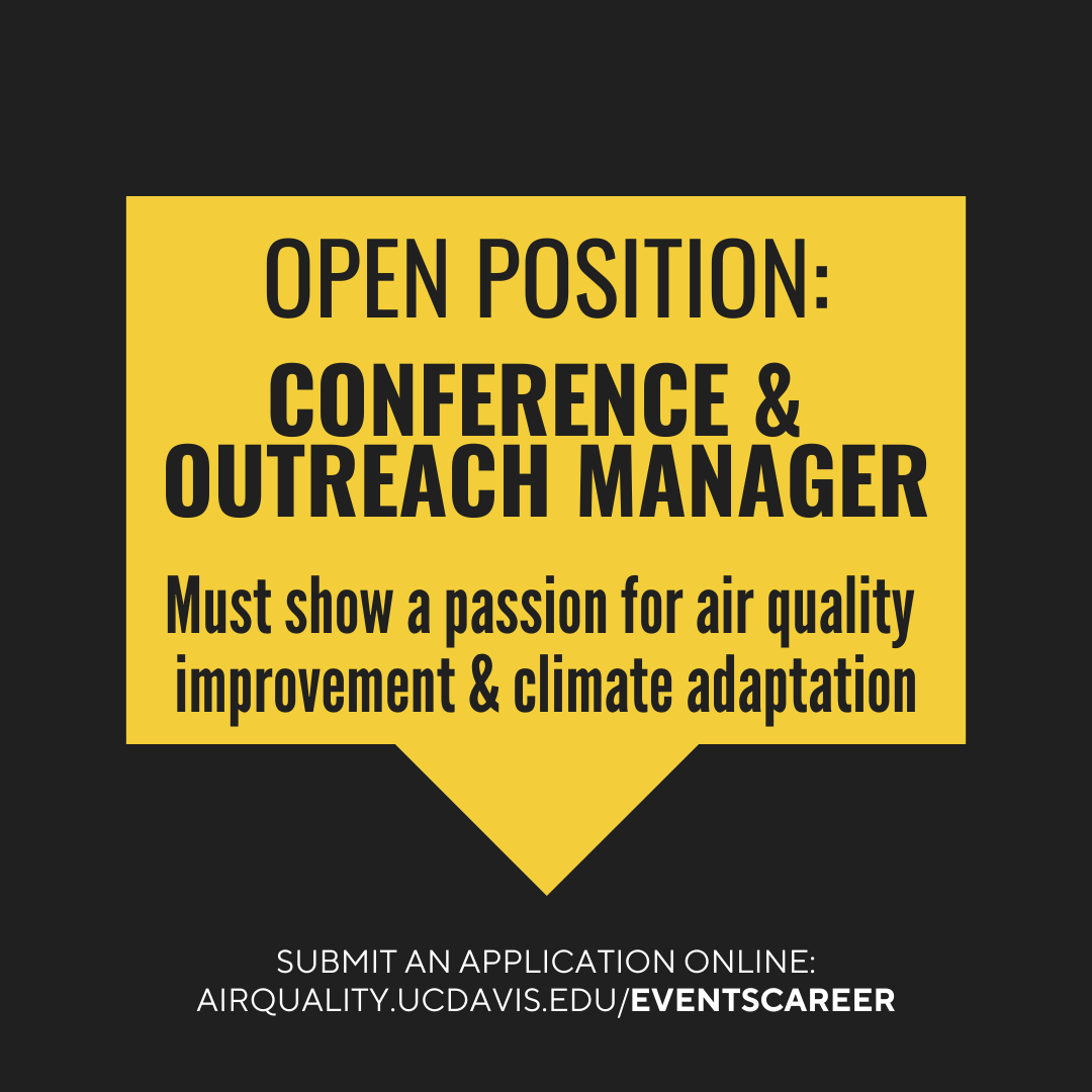 UCDavisAQRC's tweet photo. Job Opening: Conference & Outreach Manager to support the air quality and climate adaptation conference program's expansion!
#JobOpening #NowHiring #ConferenceManager #EventManager #SpecialEvents
Learn More: https://t.co/HfcVwIJJIW https://t.co/KD10ZX4jb9