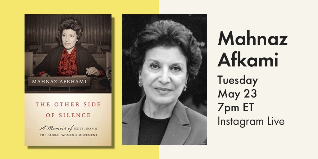 Join us and Iran's first Minister of Women's Affairs, international women's rights advocate, and author @MahnazAfkhami on IG Live to discuss her memoir, #TheOtherSideOfSilence. Interviewing her is @cbcradio host and producer, @SMohyeddin 💫📖 #BookTwitter #IndigoEvents