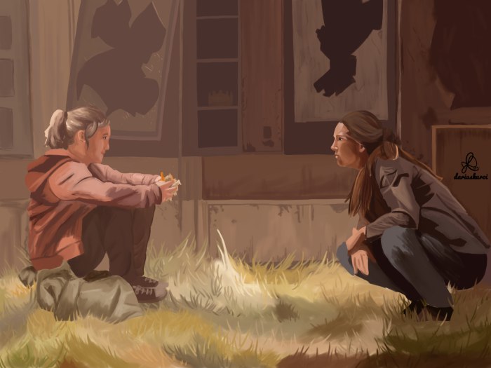 sandarazone's tweet photo. Joel and I aren't good people. 
We're doing this for us because apparently, you're worth something.

#tlou #TLOU2 #TheLastOfUs #Tess #Ellie #PedroPascal https://t.co/XIgj4pKU3I