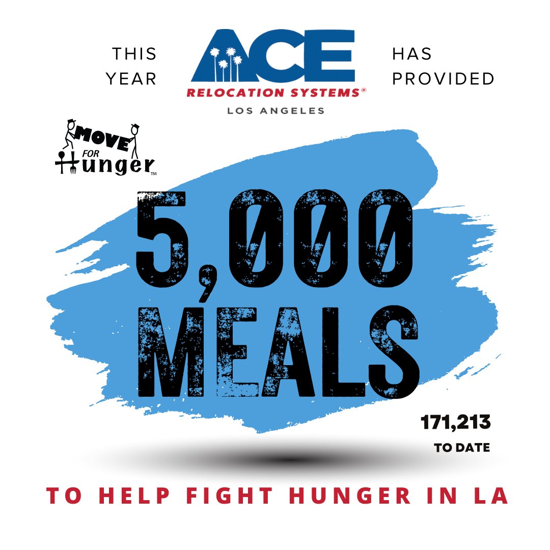 AceRelocation's tweet image. Congratulations to Ace Relocation Los Angeles for achieving a 5K meal milestone for #moveforhunger this year. Keep us the great work!