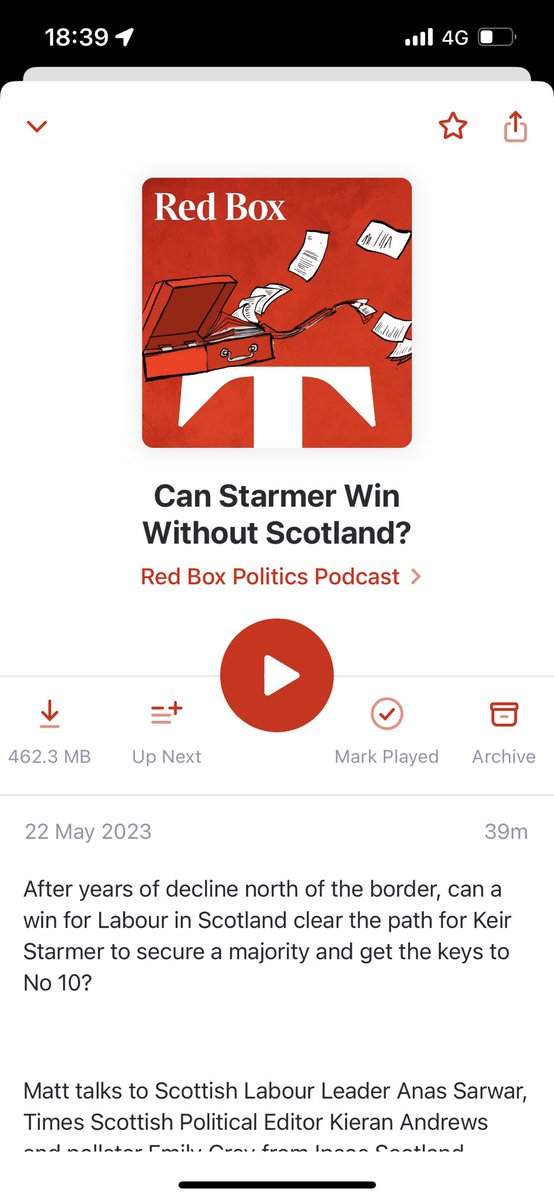 TomStroud's tweet photo. @timesredbox can you guys have a look at your podcast file size? 452mg for a 40min show takes up space, others are about 20mg for the same length. Thanks https://t.co/VAclc2krIR