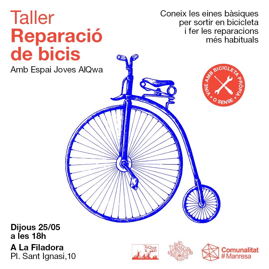 EspaiAlQua's tweet photo. 🚲🚴♀️🚴♂️🚴🔧⚙️🪛
Coneixes les eines bàsiques per sortir en bicicleta i fer les reparacions més habituals?
🗓 Vine el dijous 25 de maig a les 18h al taller de #reparaciódebicis amb joves de l'@EspaiAlQua i @comunalitatMNRE a la #LaFiladora https://t.co/I68RLWSb1M