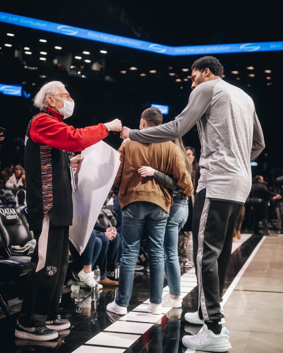 BrooklynNets's tweet photo. When an opponent steps up to the free throw line at Barclays Center, that’s when Bruce Reznick shines. Known simply as Mr. Whammy, the Nets diehard fan began his free-throw tradition over 20 years ago. Accompanied by his wife Judy, “Mrs. Whammy”, Mr. Whammy has been attending Nets games for 25 years, always found in a bright red shirt under a Nets jersey.

Get to a game early and you’ll find Mr. Whammy watching warmups courtside, showcasing his gameday sign that provides an uplifting message for the team. A consistent presence over the years, players have come to look out for that night’s message while taking the court. And as more fans trickle into the arena, Mr. Whammy will stop and take photos with any and everyone who asks.

"We have such love from the fans. They love us as much as we love them, and we're blessed."