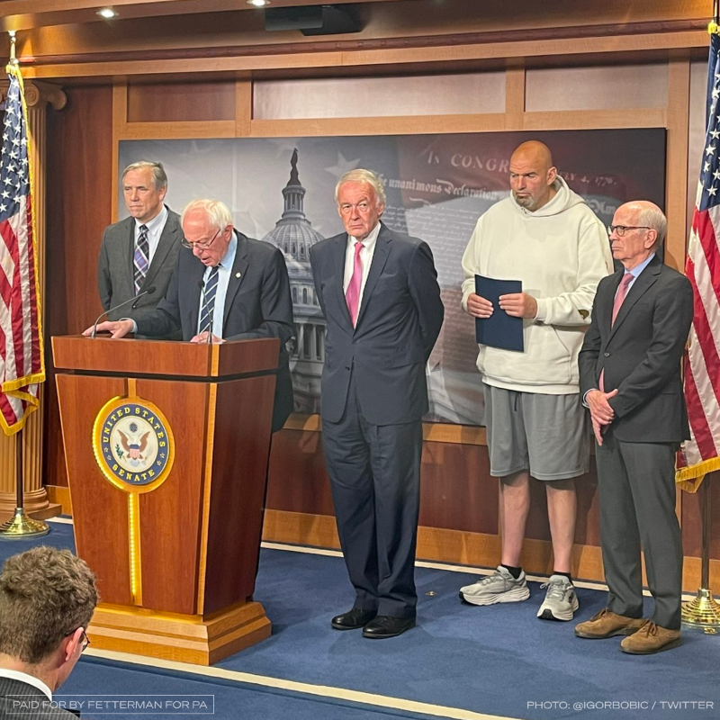 JohnFetterman's tweet photo. Republicans are mad I’ve been wearing shorts 🤡

I’m mad because they’re trying to shrink SNAP benefits and cut taxes for the rich.

Our end-of-quarter fundraising deadline is this June 30. Can you chip in $15 to help me keep fighting? You can even do it wearing shorts 🩳