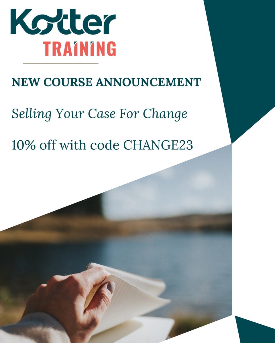 "Selling Your Case for Change," the third course in Kotter's Change Certification Program, is now live! Use the promo code CHANGE23 at registration for 10% off your online order.  kotterinc.com/enroll.
#Change #LeadershipDevelopment #Training #Certification #Vision
