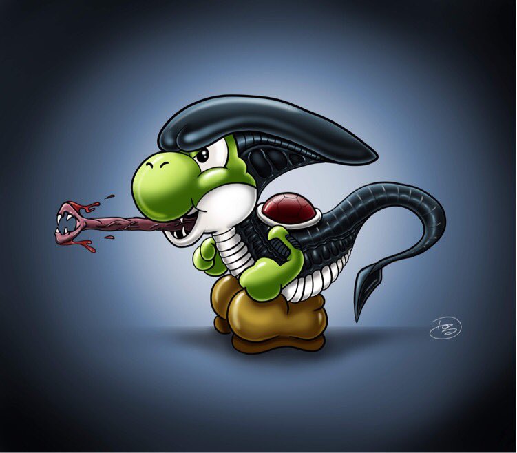 Madonions's tweet photo. A Yoshi - Alien hybrid, in a few colour variations https://t.co/9NB9XgopHx