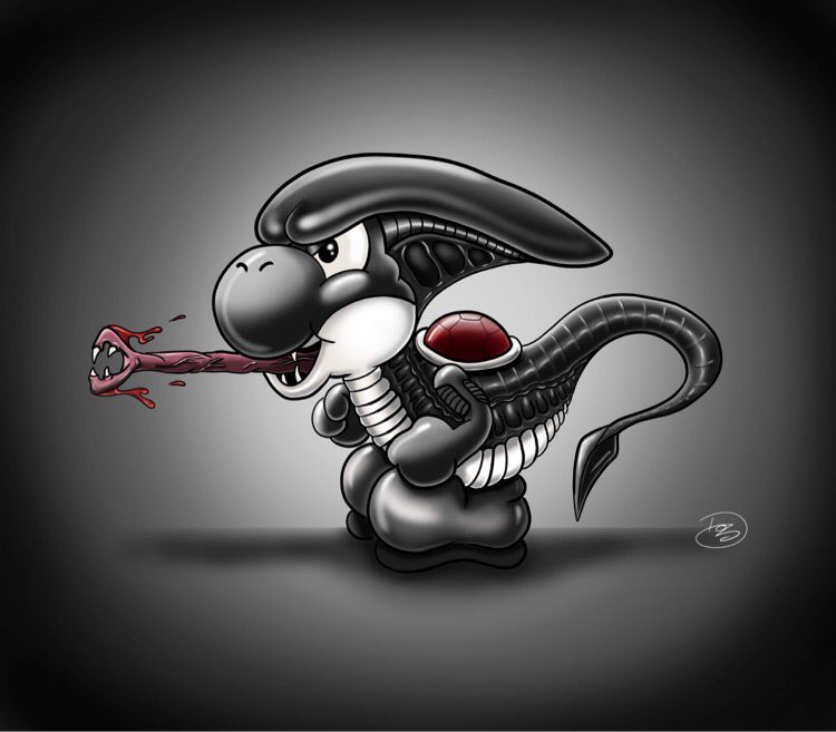 Madonions's tweet photo. A Yoshi - Alien hybrid, in a few colour variations https://t.co/9NB9XgopHx