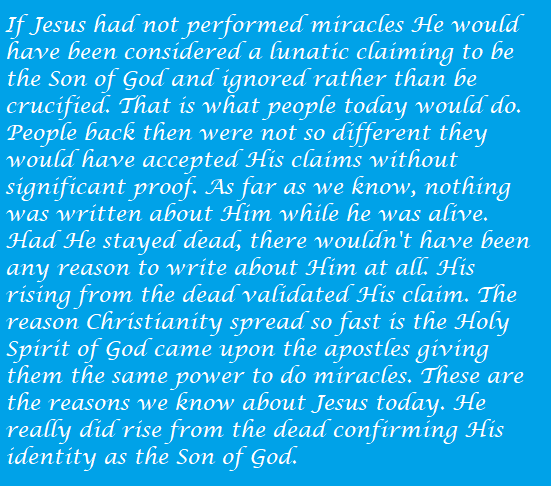 GodReallyExists's tweet image. #findinggod #godisreal #atheist #atheists #atheism #JesusSaves #JesusChrist #JesusLives I understand miracles and rising from the dead are difficult to believe.  However, without Jesus' miracles and resurrection we would not know about Him today. He truly is the Son of God.