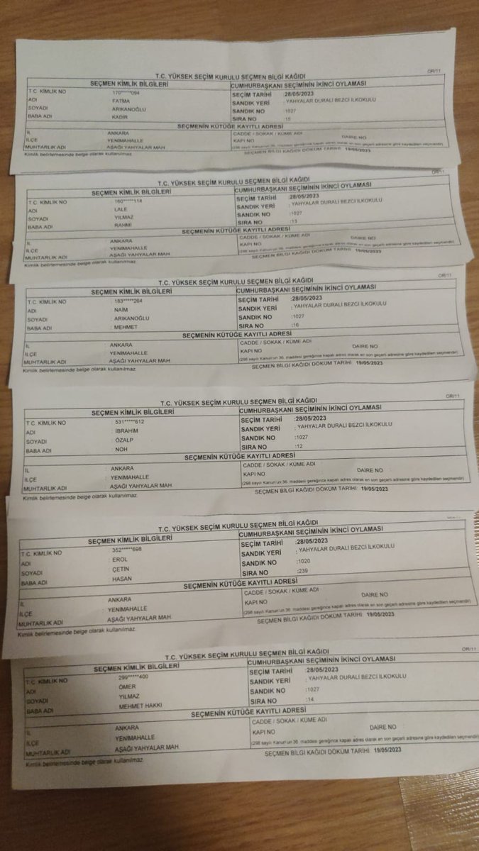 İkamet ettiğim binaya bırakılan seçmen pusulaları, ne açık adres var nede binamızda ikamet ediyorlar... Geleceğimizi çalıyorlar...