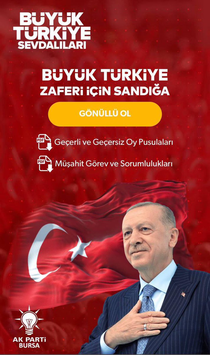 Büyük Türkiye zaferi için sandığa #GönüllüOL 
⬇️Aşağıdaki yazıya tıklayın⬇️
aksistembursa.com/buyukturkiyeza…