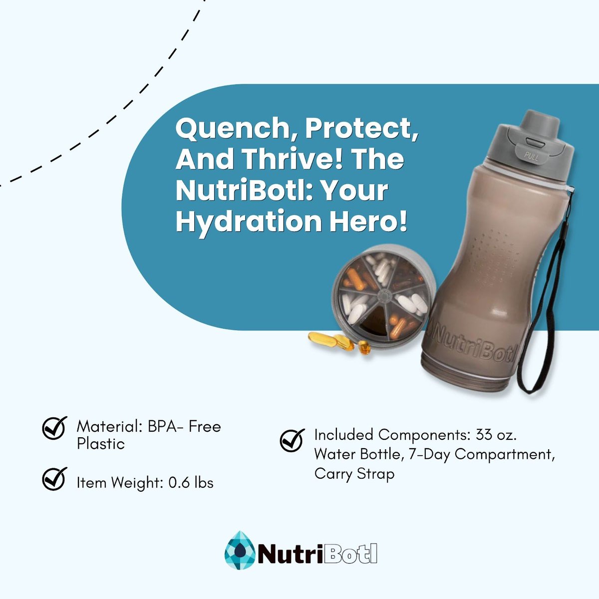 nutribotl's tweet photo. Upgrade your hydration game with the incredible NutriBotl—a powerhouse that goes beyond quenching your thirst and pill reminders. This futuristic wonder eliminates a staggering 99% of bacteria.

Shop for yourself today at https://t.co/821KdFWyc5
.
#HydrationGameChanger https://t.co/Qeg2eP9B3r