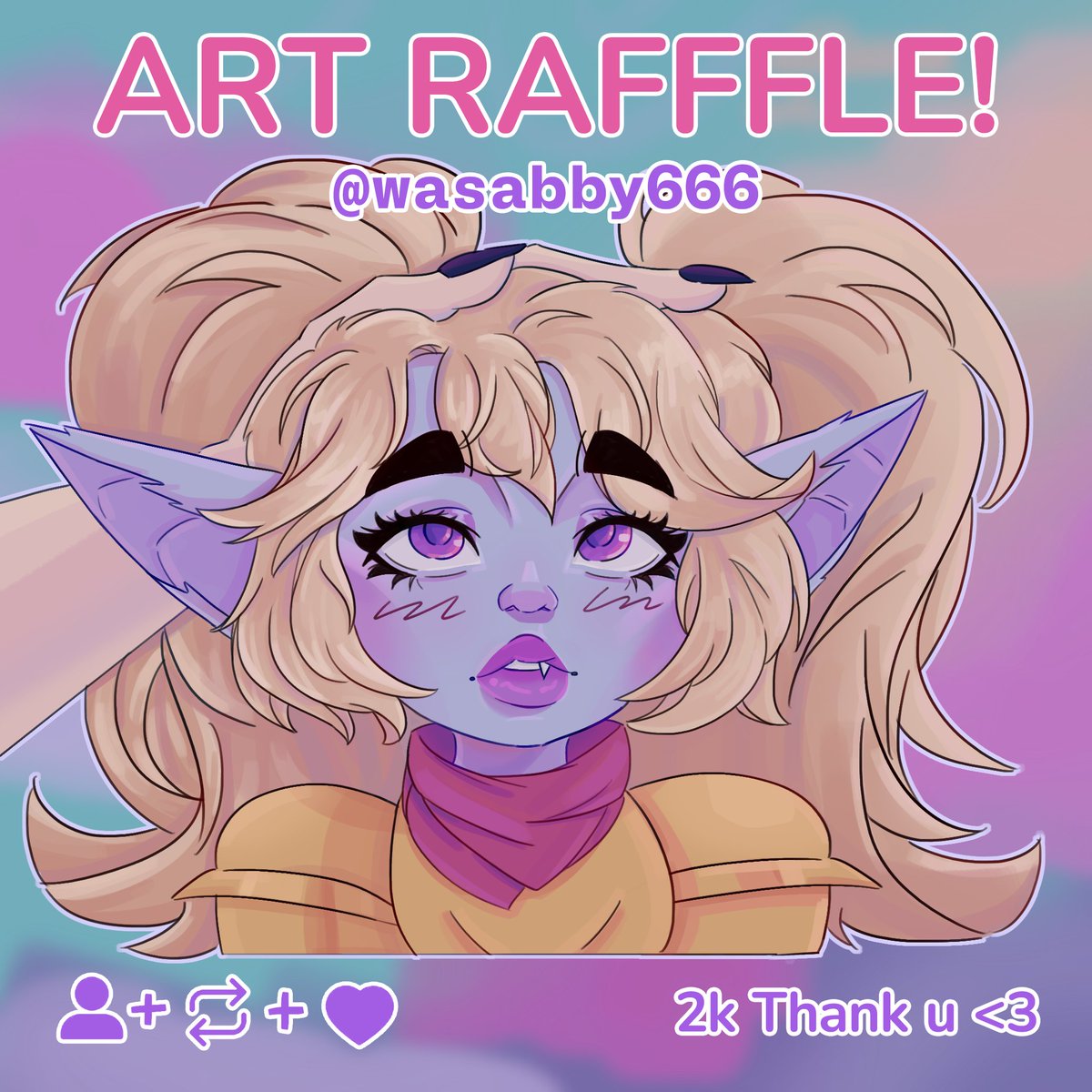 ArtRaffle! 2 winners, 1 FullColor/FullBody commission and 1 flatcolor halfbody commission. 
Rules: follow me and rt this post. 
Ends: 22/06

Sorteo con 2 Ganadores! 1 dibujo FullColor/FullBody y 1 dibujo flatcolor/halfbody 
Reglas: darle rt a este post y sígueme.
Fecha: 22/06