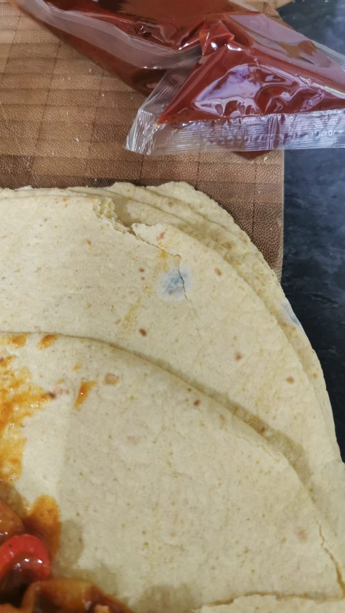 mrshangrypants's tweet photo. @Morrisons opened our enchilada box meal that I bought today and there is mould on the wraps!😫 that's dinner ruined. https://t.co/nImfS7v133