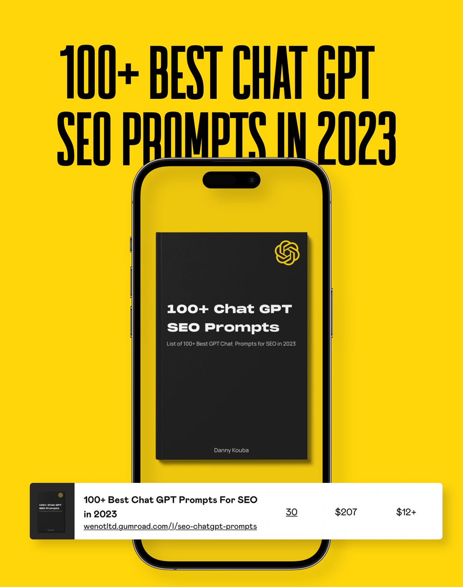 dannykouba's tweet image. GIVEAWAY ALERT! 🔥

My best-selling Notion template 🚀

100+ best prompts from SEO Specialists with 4+ years of experience

To get it: 

1. Follow @dannykouba (so I can DM you)
2. RT this tweet
3. Like &amp;amp; reply "SEO"

#SEO