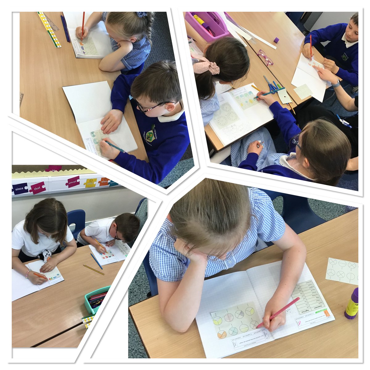 GorsewoodPrimar's tweet photo. Year 3 have been recapping fractions today in #gorsewoodmaths This has helped to support their learning about time. #quarterpast #quarterto #halfpast π°οΈ https://t.co/5IkcDHZveI
