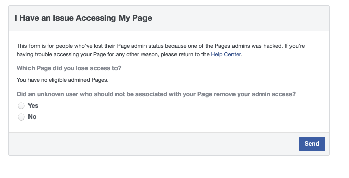 Help <a href="/Meta/">Meta</a> <a href="/facebook/">Facebook</a> someone has hacked one of our Business Pages and there are no admins connected to the account anymore! Every single online Help Tool and support has been very disappointing thus far and is leading us in circles. Has anyone else experienced this? #facebookfail