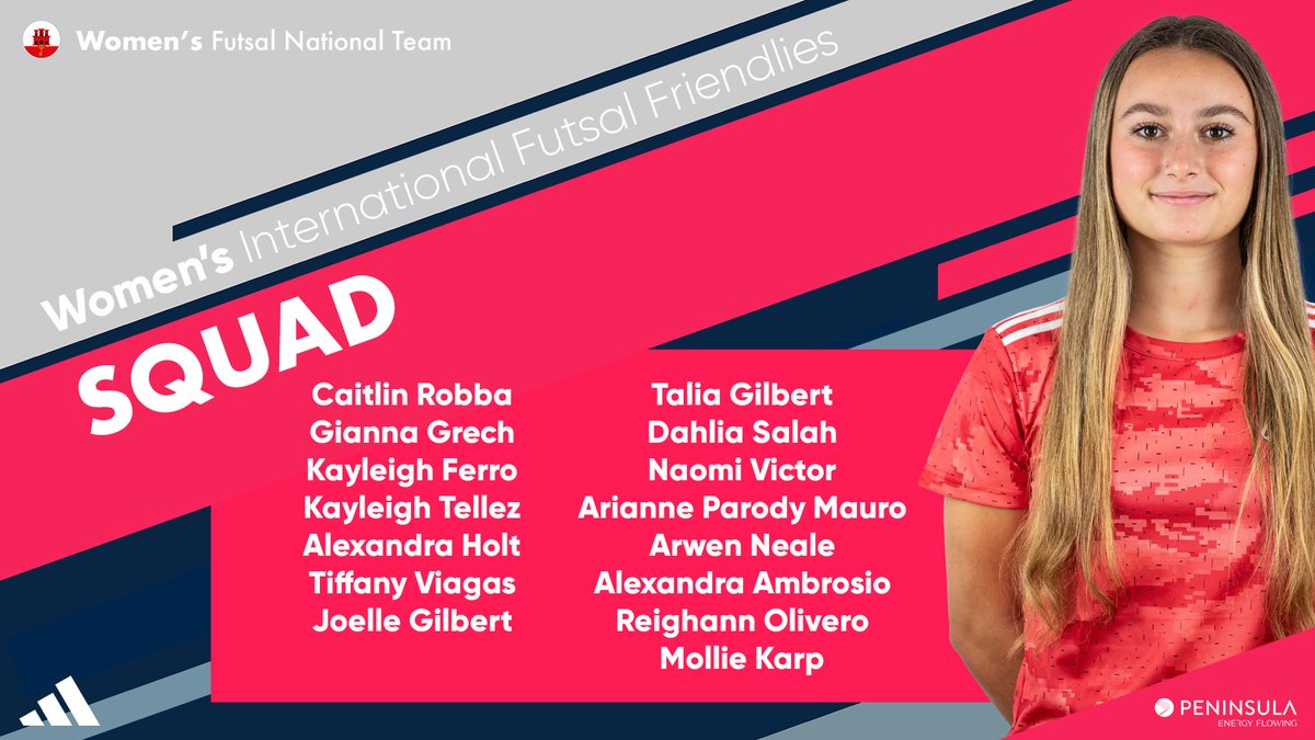 📢 Squad Announcement 🇬🇮⚽️

Here is 🇬🇮's Women's Futsal National squad traveling to Morocco 🇲🇦 to take part in a friendly double-header against Lions of Tetouan and Juenesse de Tanger on the 27th and 28th of May‼️