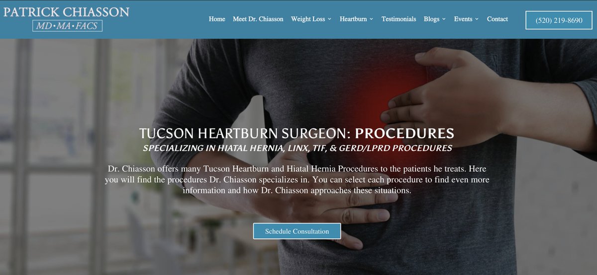ChiassonMd's tweet photo. Dr. Chiasson offers many Tucson Heartburn and Hiatal Hernia Procedures to the patients he treats. Here you will find the procedures. #heartburndoctortucson #hiatalherniasurgeon https://t.co/48fak7SOmZ https://t.co/vXvcw6Iq6O