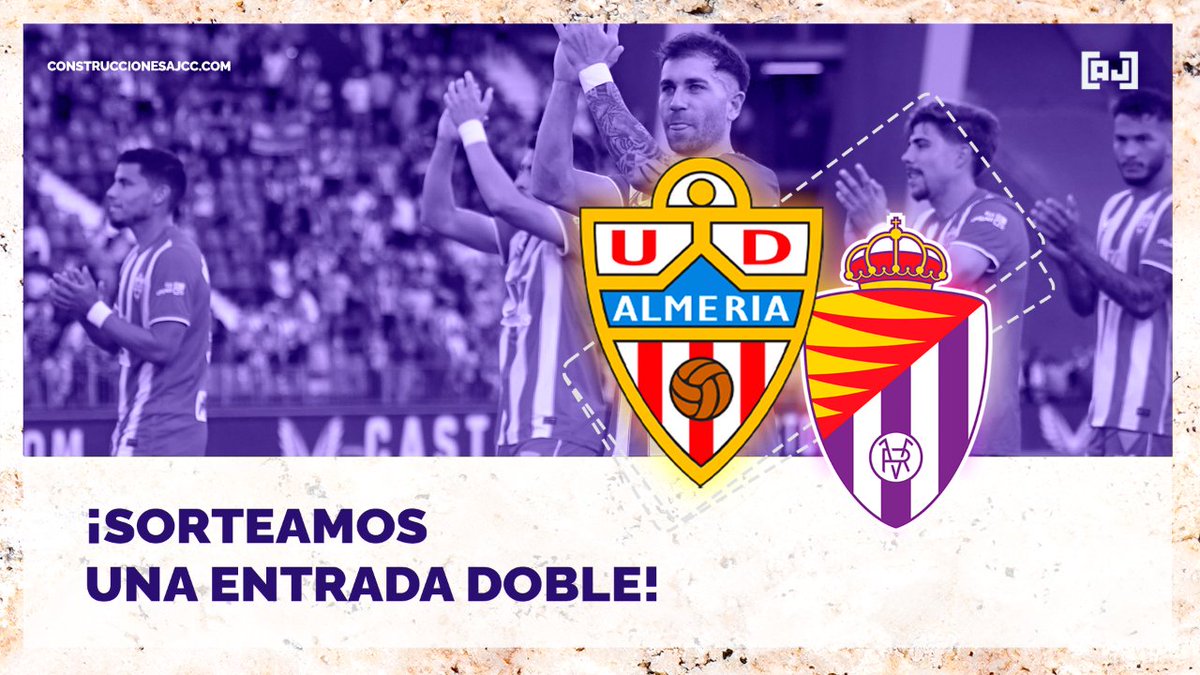 AJCCoficial's tweet photo. 🚨¡Participa en el 𝗦𝗢𝗥𝗧𝗘𝗢 de una 𝗘𝗡𝗧𝗥𝗔𝗗𝗔 𝗗𝗢𝗕𝗟𝗘 para el Almería – Valladolid en 𝗧𝗥𝗜𝗕𝗨𝗡𝗔!🎟️

👉🏻 Síguenos 🏃🏻
👉🏻 Dale 🔁 retweet
👉🏻 Menciona con quién quieres disfrutar del último encuentro en casa🏟️

¡Podéis participar hasta el SÁBADO 27!

#AJCC @U_D_Almeria https://t.co/8CP6i7dAUe