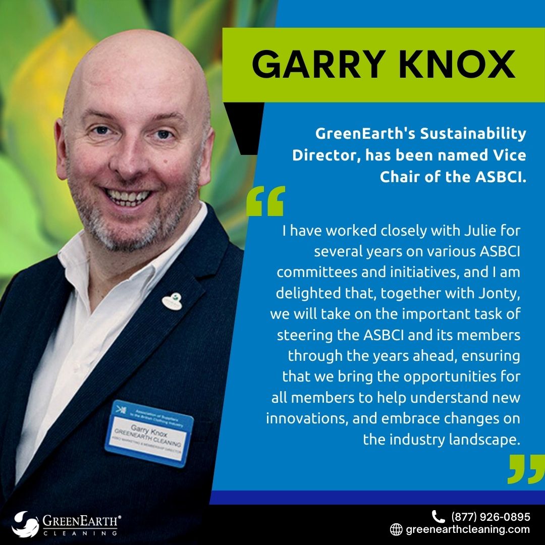 GreenEarthUK's tweet photo. Congratulations to our Sustainability Director, Garry Knox, on being named Vice Chair of the Association of Suppliers to the British Clothing Industry (ASBCI).👔 🌱

https://t.co/uBMJcN1rXO #ASBCI #GreenEarthCleaning #Sustainable #DryCleaning https://t.co/Mb3QmxP9d9