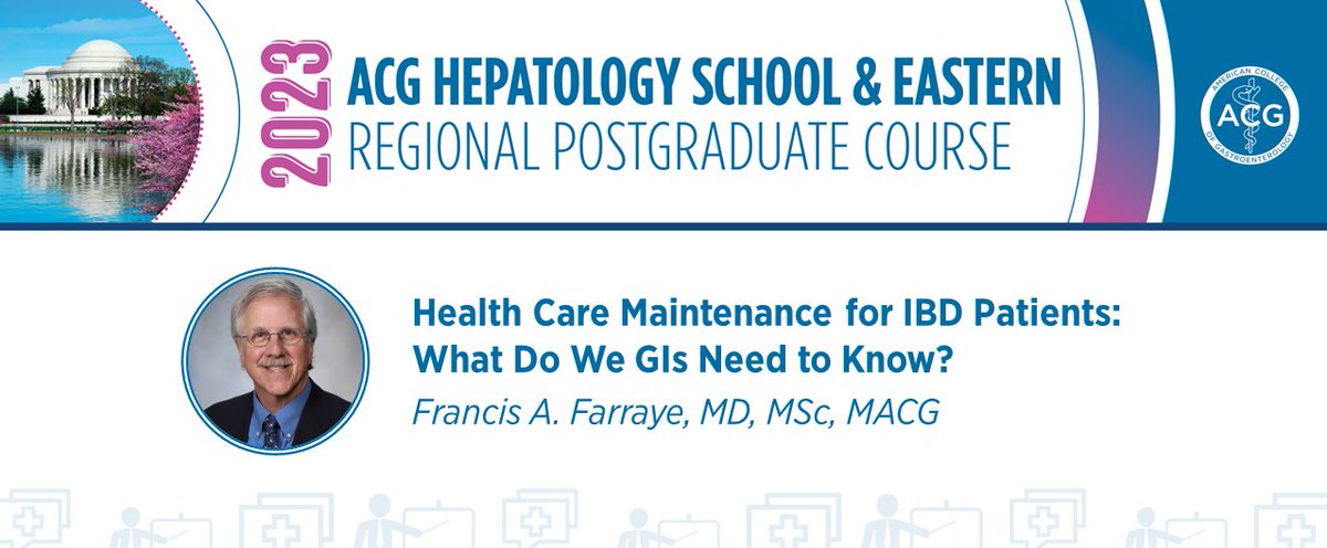 Register for ACG’s 2023 Hepatology School and Eastern Regional Postgraduate Course, featuring Francis Farraye, MD, MSc, MACG, on Health Care Maintenance for IBD Patients: What Do We GIs Need to Know? June 2-4 Washington, DC ➡️ gi.org/acg-2023-easte… @FarrayeIBD #GItwitter