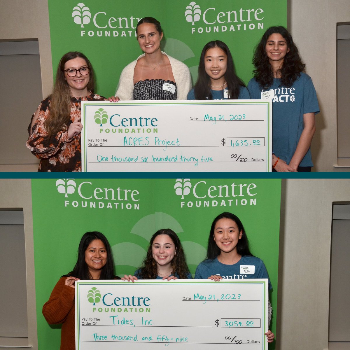 The Centre PACT Class of 2023 awarded over $6,000 in grants to four local nonprofits at their yearly reception to conclude the 2022-2023 program. @ACRESproject, @YSBinfo, Park Forest Preschool, and @Tides_HVGT each received a grant for their programs.