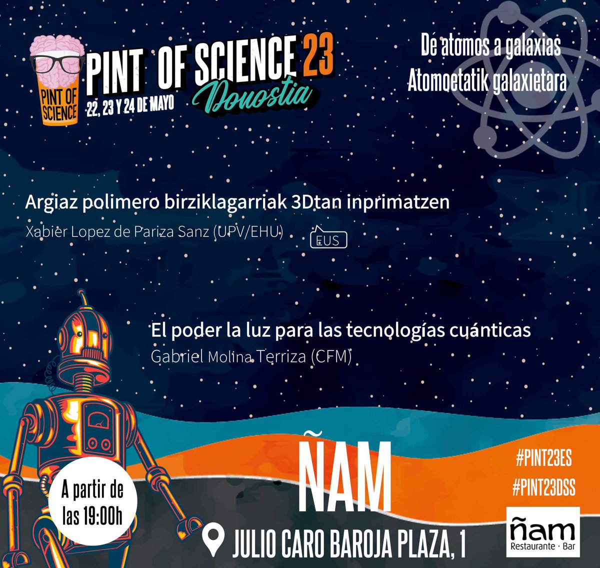 DivulgaDonosti's tweet photo. Cada día más y mejor! ¿Os animáis a venir mañana 23 de mayo? Aquí tenéis el programa, no te las pierdas! 🍻🧠

#pint22dss #pint22es #science #divulgación #Donostia https://t.co/LsANfXYLLz