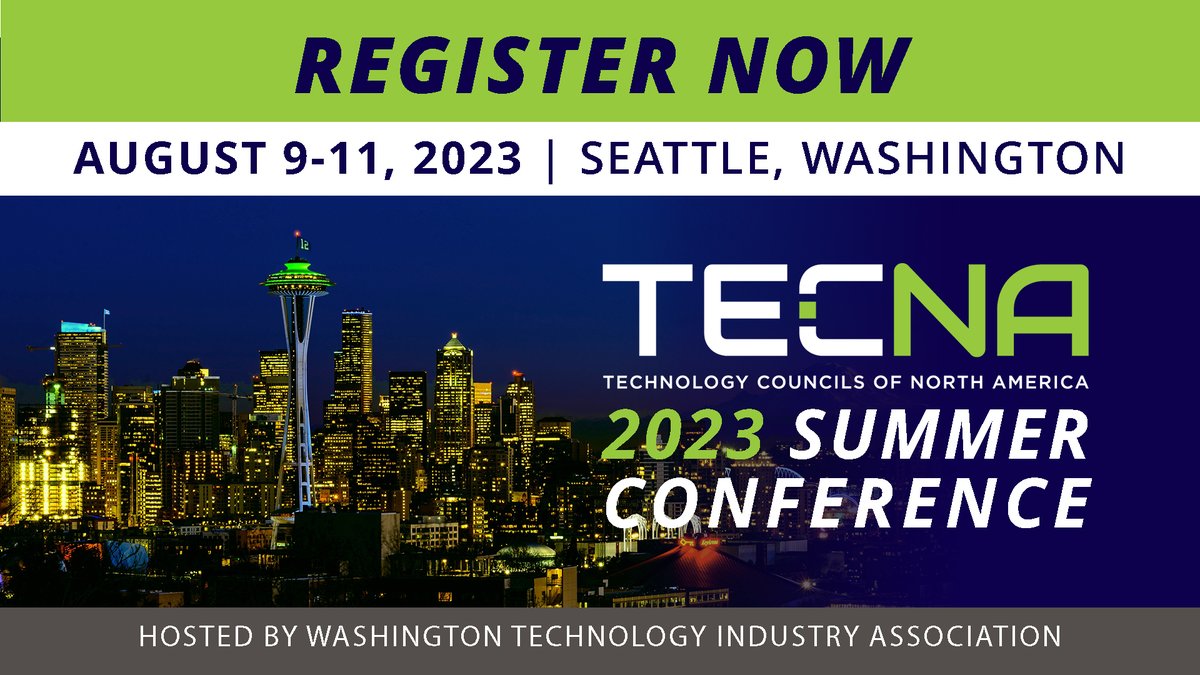 TechCouncils's tweet photo. 2023 TECNA Summer Conference in Seattle - Register Now! This conference will deliver best practices and impactful information for technology council/association staff - learn more and register - https://t.co/kpIpMcfVnE #tecna2023 #techcouncils https://t.co/YD9mXvBO8c