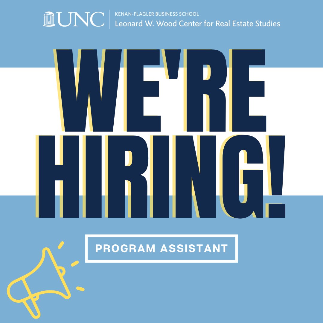 UNCRealEstate's tweet photo. We are searching for a full-time program assistant to support the overall operations of the Wood Center and provide administrative services to our staff! Learn more about how to join our staff today!
https://t.co/rhxEUiu3wB https://t.co/eA13LhEQEL