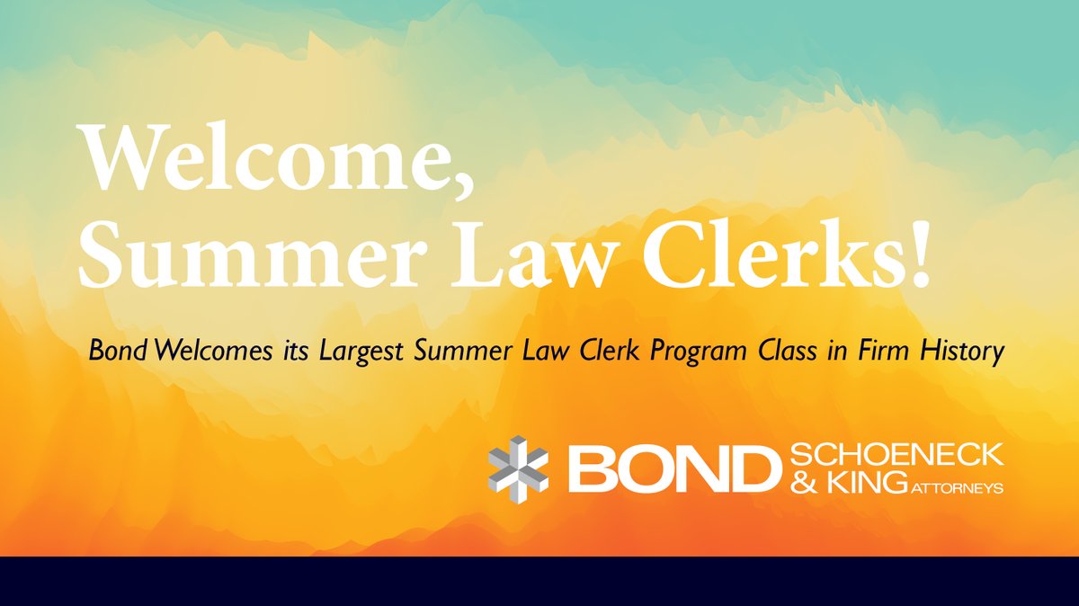 BondLawFirm's tweet photo. Today, we are excited to welcome the Bond 2023 Summer Law Clerk class! With 17 law students from eight law schools, this class will be remembered as the largest summer class of law clerks in firm history. Read more here: https://t.co/wt1iJ7jMQS.

#SummeratBond #BondSummer https://t.co/6MXP22306s