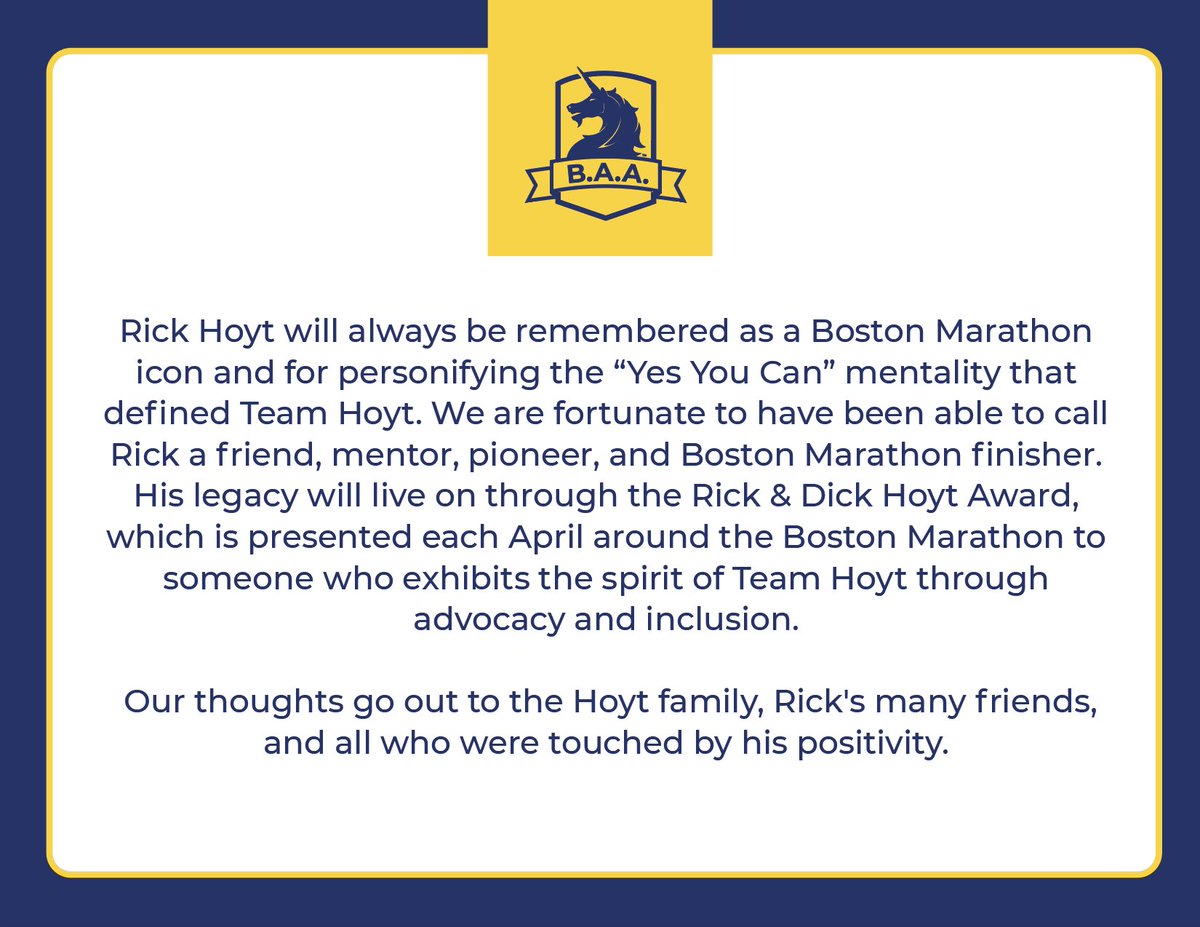 bostonmarathon's tweet photo. 💙💛🦄 https://t.co/ZXRqCBv7jQ